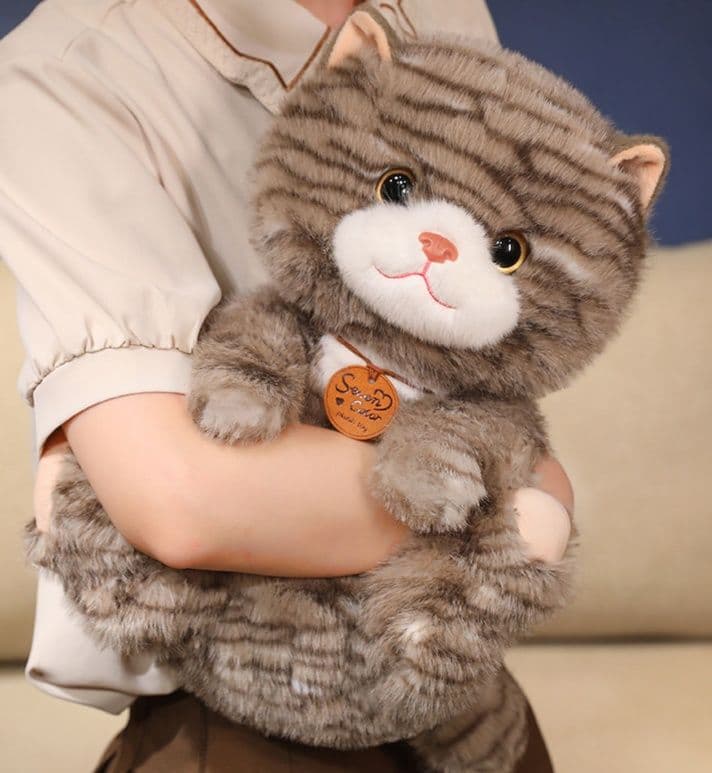 猫ぬいぐるみ グレー もふもふ招き猫ぬいぐるみ