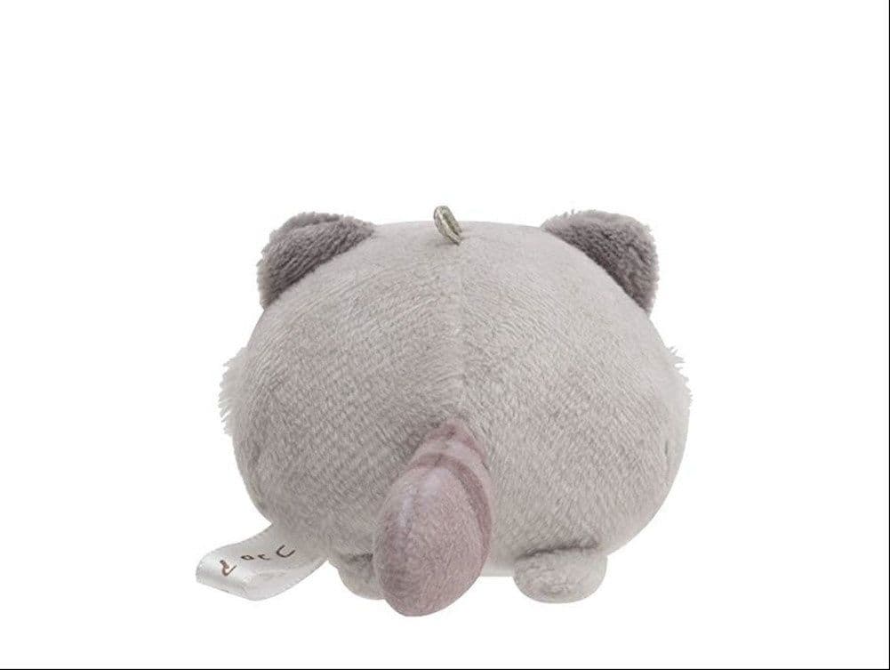 猫ぬいぐるみ グレー もふもふ丸猫 ぷにぷにキーホルダー