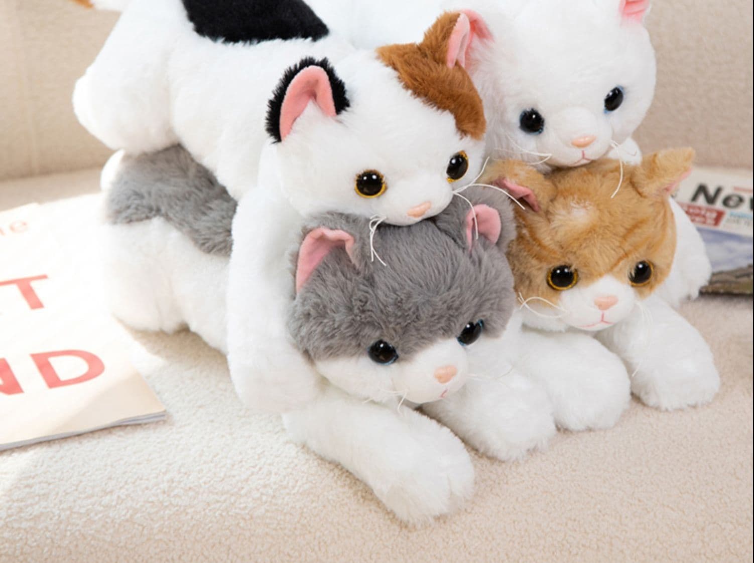 猫ぬいぐるみ グレー ふわもち猫ちゃん添い寝ぬいぐるみ