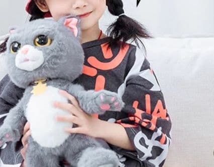 猫ぬいぐるみ グレー ふわもふ歌って踊る猫ちゃん人形
