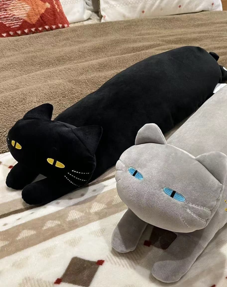 猫ぬいぐるみ グレー まったりごろん 抱き枕ねこまくら
