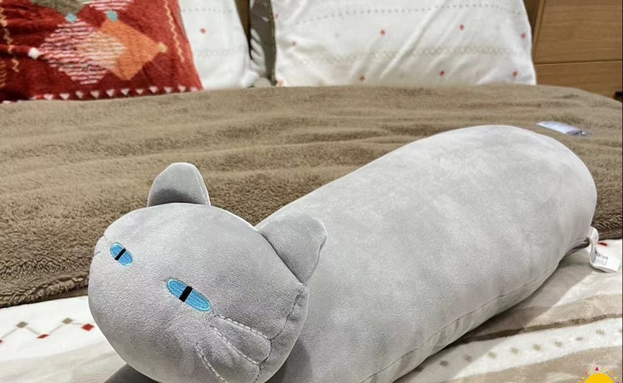 猫ぬいぐるみ グレー まったりごろん 抱き枕ねこまくら