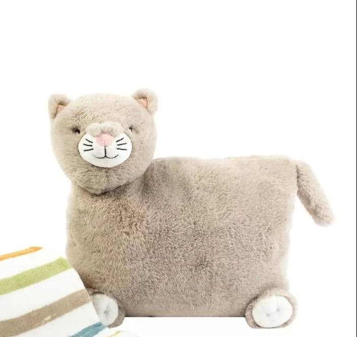 猫ぬいぐるみ グレー もちもち猫クッション 添い寝枕セット