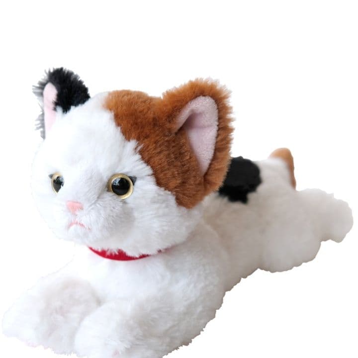 猫ぬいぐるみ 白色 三毛模様の愛らしい子猫ぬいぐるみ
