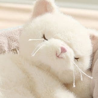 猫ぬいぐるみ白色 おやすみ猫ちゃんぬいぐるみ