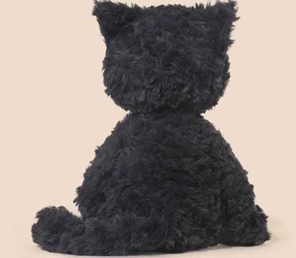 猫ぬいぐるみ 黒色 しあわせ招くもふもふ子猫のぬいぐるみ