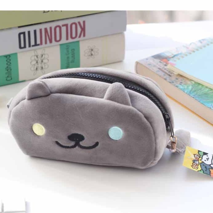 猫ぬいぐるみ ふわふわ三毛猫ポーチ付きぬいぐるみ