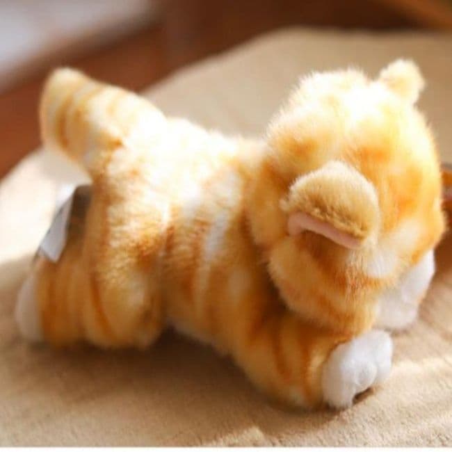 猫ぬいぐるみ リアルな縞模様が可愛い寝そべりトラ茶子猫ぬいぐるみ