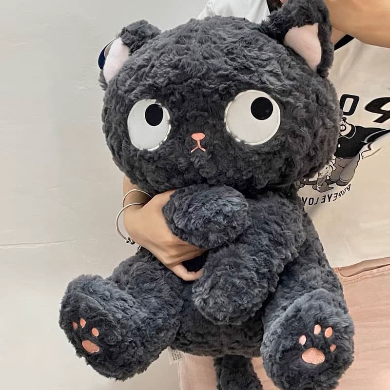 猫ぬいぐるみ 黒猫 まんまる目の夢見る黒猫ぬいぐるみ