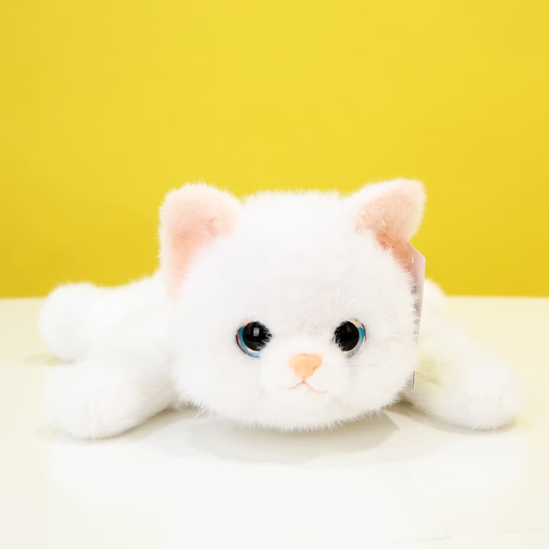 猫ぬいぐるみ 白色 ふわもち子猫のぬくもり