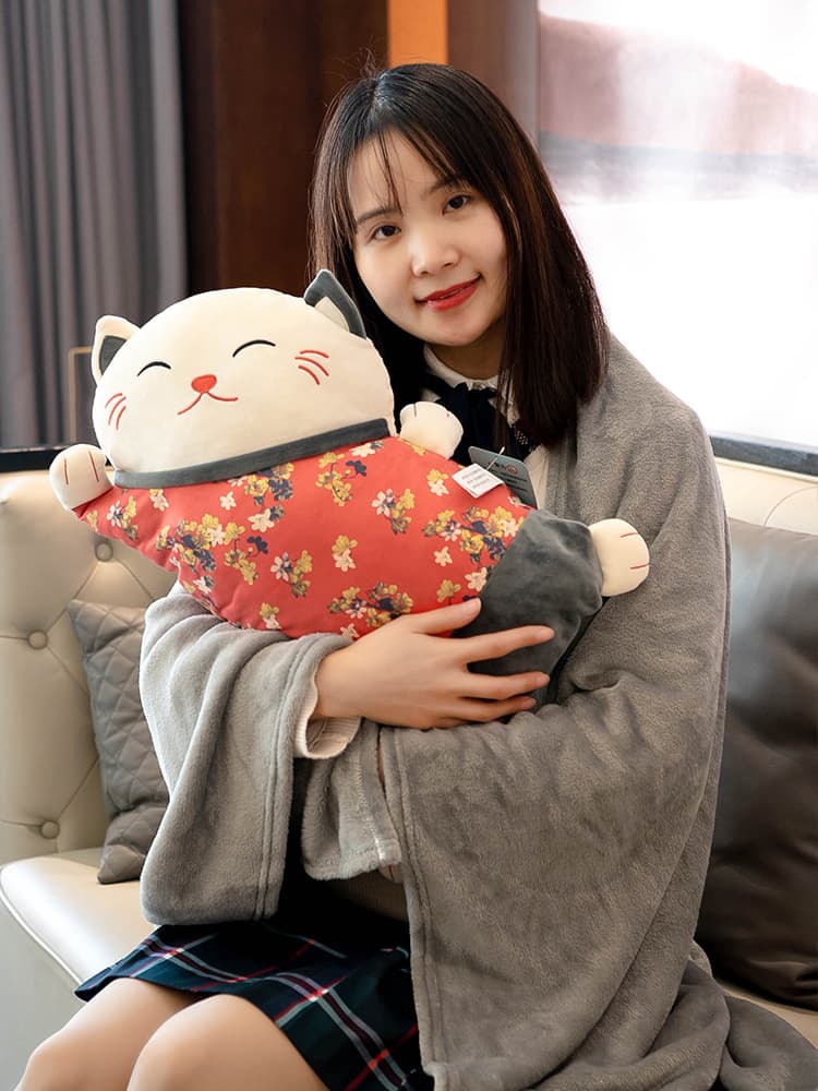 猫ぬいぐるみ 招き猫多機能抱き枕ぬいぐるみ