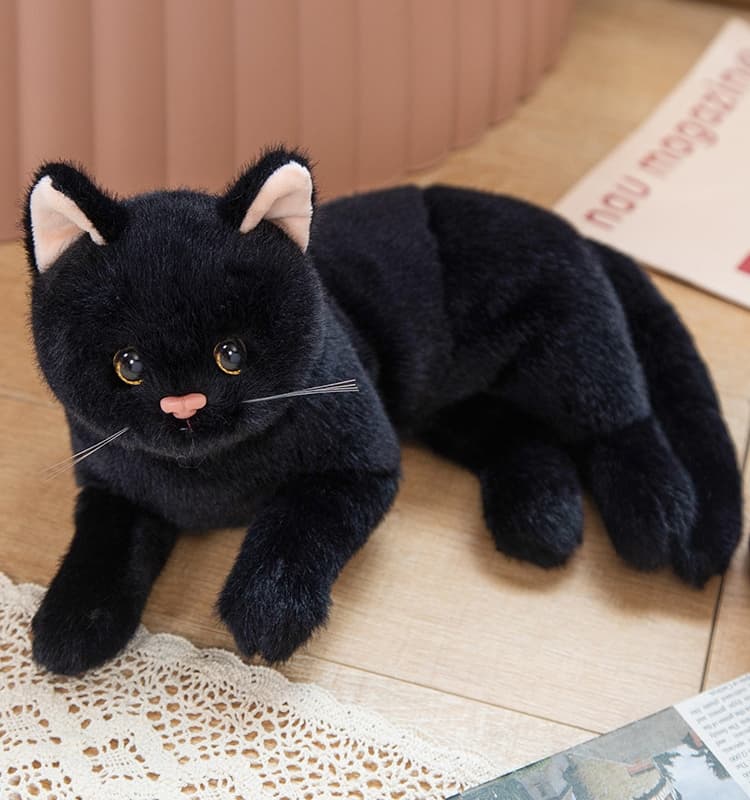 猫ぬいぐるみ 黒猫 まんまる瞳の夜の友達