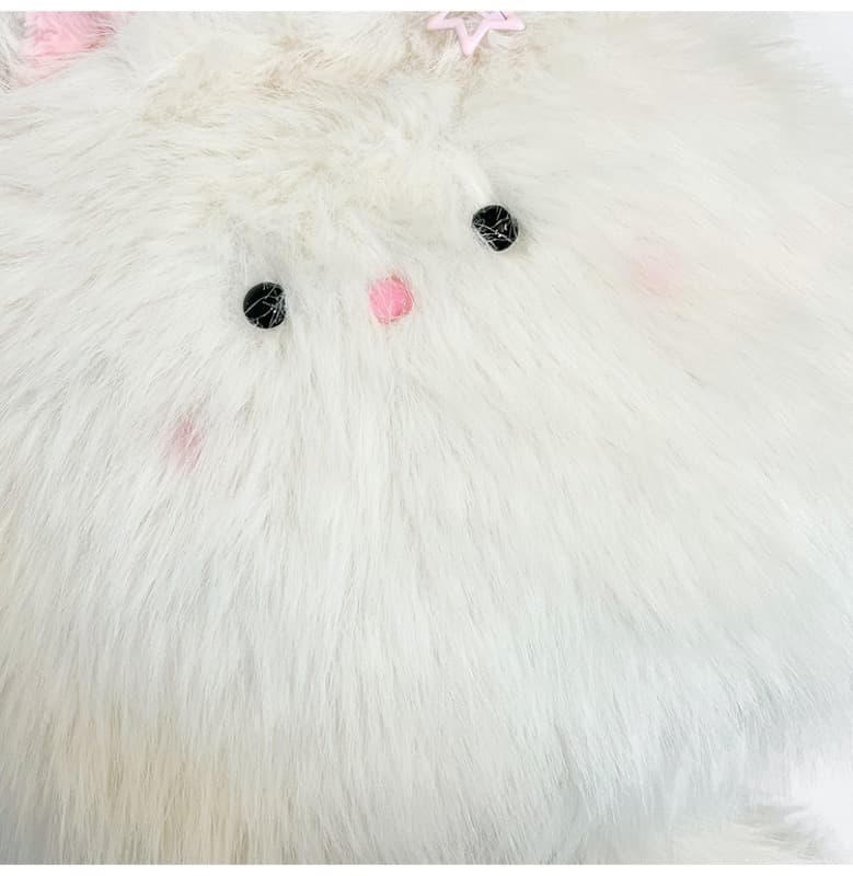 白色ふわふわ猫ぬいぐるみバッグ 子供用斜めがけかばん