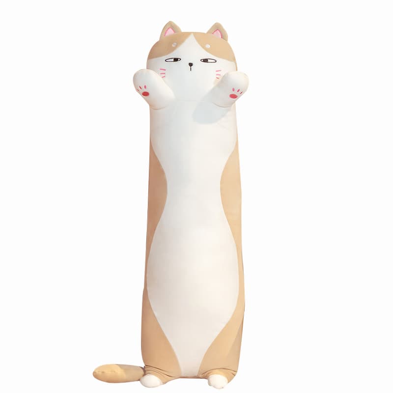 猫ぬいぐるみ ふわもち抱き枕トラ茶猫ぬいぐるみロングタイプ