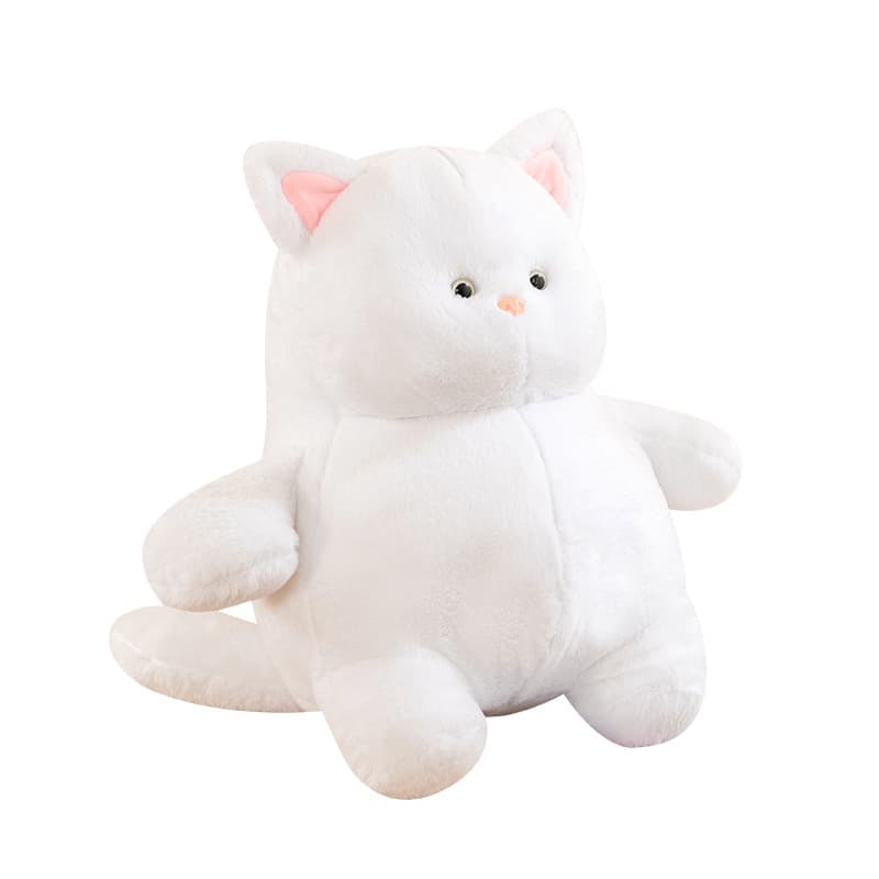 猫ぬいぐるみ 白色 もふもふ抱きぬいぐるみ　ふわねこちゃん