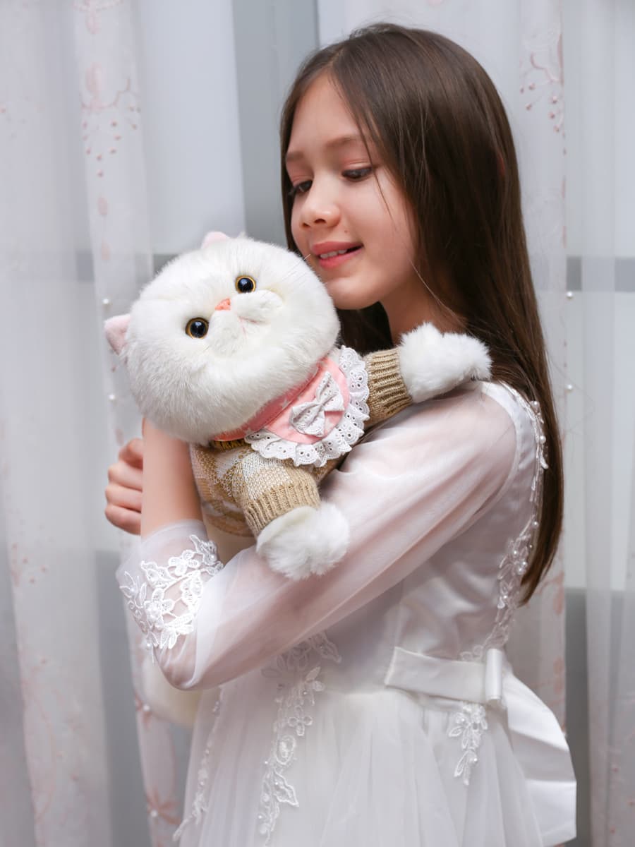 猫ぬいぐるみ 白色 ふわもこ天使の抱きぐるみ