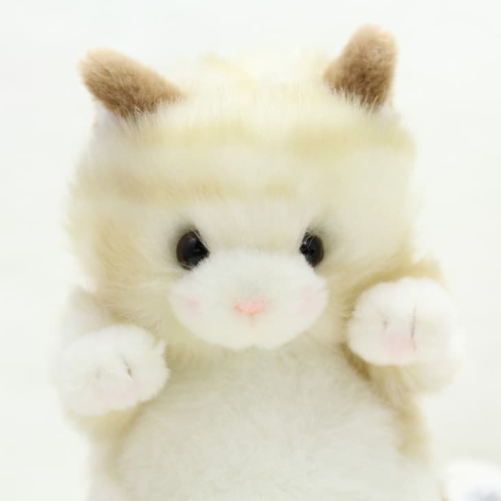 猫ぬいぐるみ 茶色 ふわもち子猫のバスケット