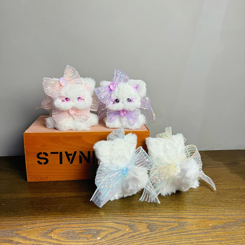 猫ぬいぐるみ 白色 きらめき姫のふわもこ子猫