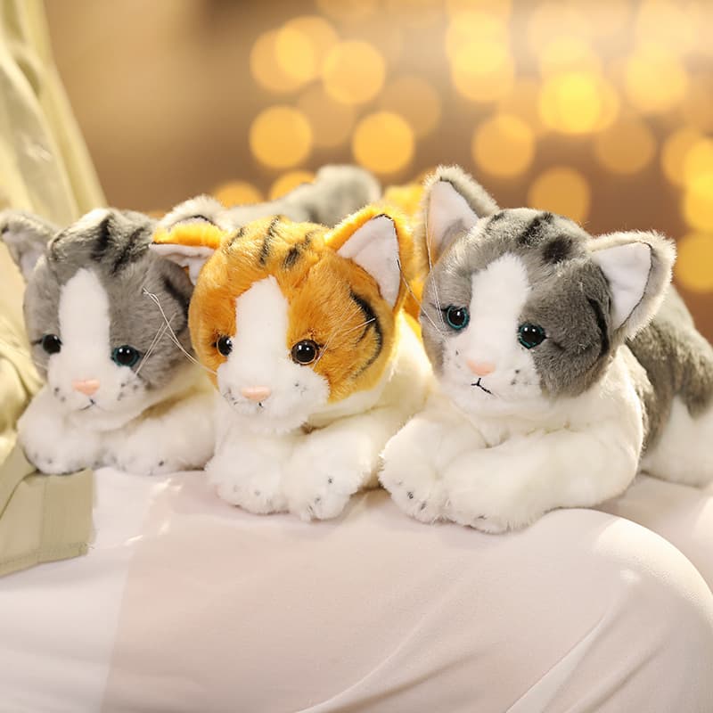 猫ぬいぐるみ ふわふわ子猫のリアル寝そべりぬいぐるみ