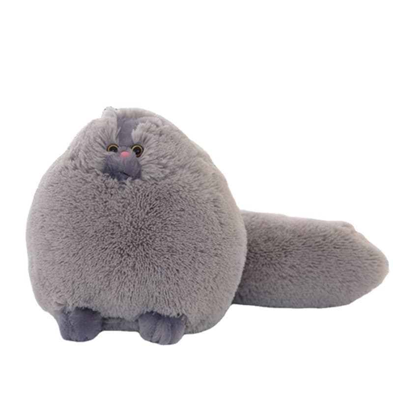 猫ぬいぐるみ グレー もふもふ丸猫 ぽってりやすらぎ