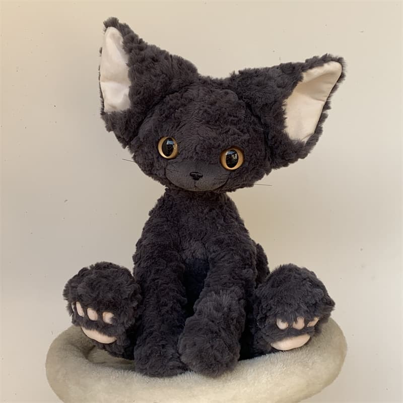 猫ぬいぐるみ 黒猫 もふもふ耳の妖精ねこぬいぐるみ
