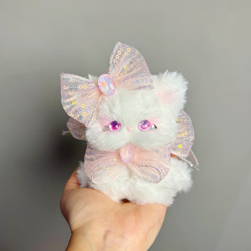 猫ぬいぐるみ 白色 きらめき姫のふわもこ子猫