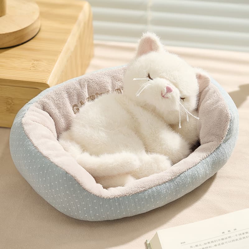 猫ぬいぐるみ白色 おやすみ猫ちゃんぬいぐるみ