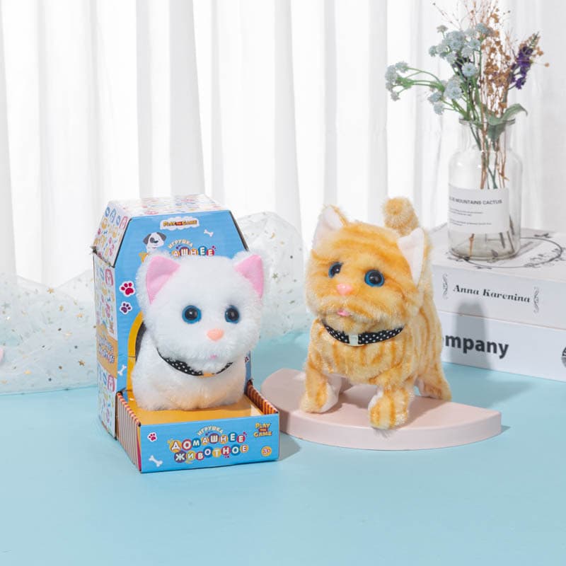 白猫ぬいぐるみ もふもふお散歩子猫の癒しぬいぐるみ