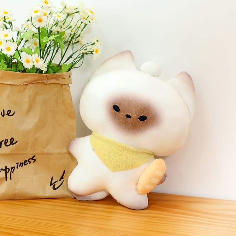 猫ぬいぐるみ 白色 もふもふ福耳おばけ猫ぬいぐるみ