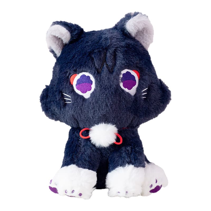 もこもこ座りポーズ黒子猫のぬいぐるみ