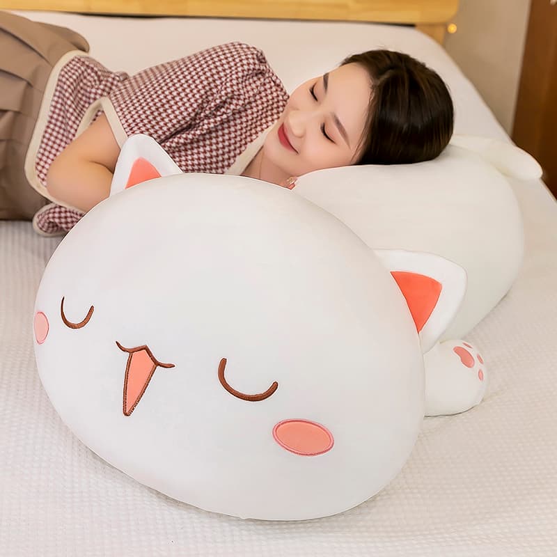 猫ぬいぐるみ 白色 もちもち猫まくら ゆめごこち