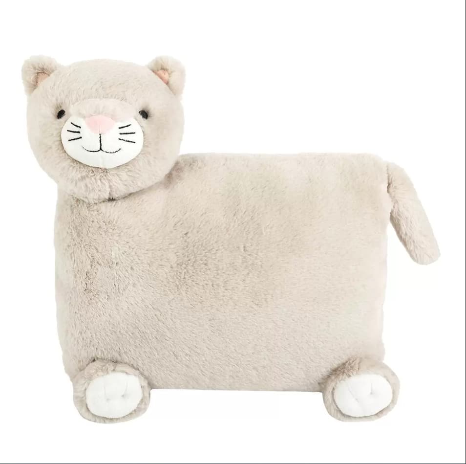 猫ぬいぐるみ グレー もちもち猫クッション 添い寝枕セット
