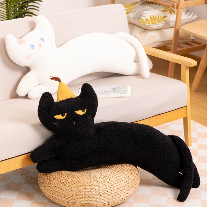 猫ぬいぐるみ 白色 もちもち抱き猫クッション