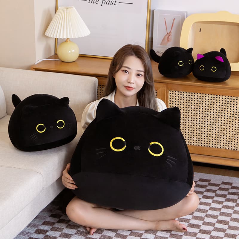 まんまる黒猫ぬいぐるみ 黒猫 もちもちぬいぐるみ