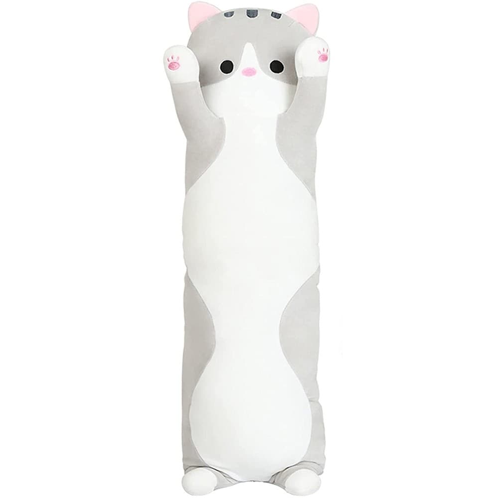 猫ぬいぐるみ 細長抱き枕 茶色 特大110cm もちもち