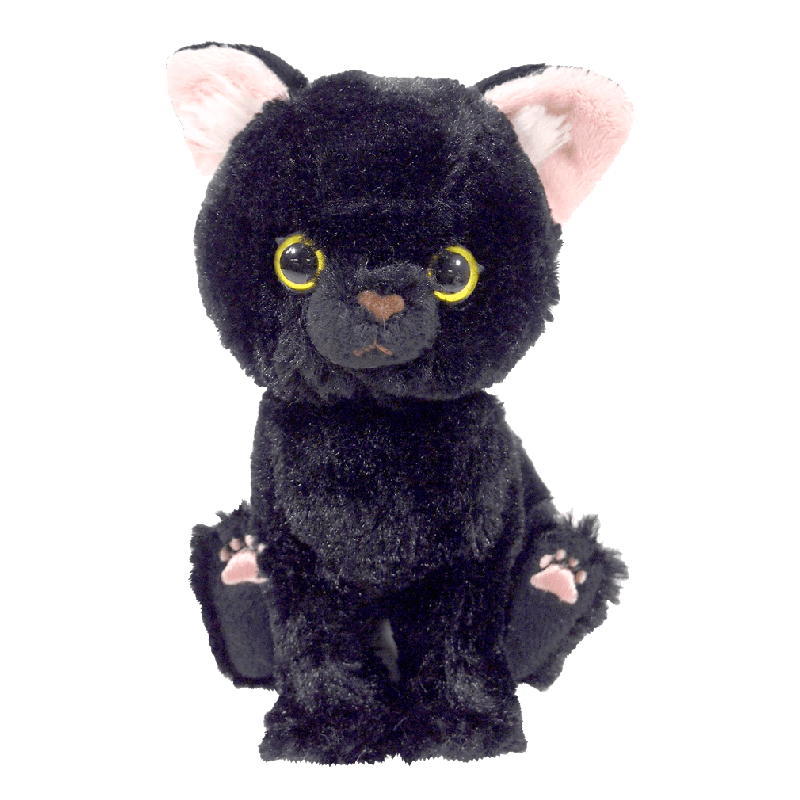 猫ぬいぐるみ 黒猫 夜空の瞳輝く黒猫のもふもふ
