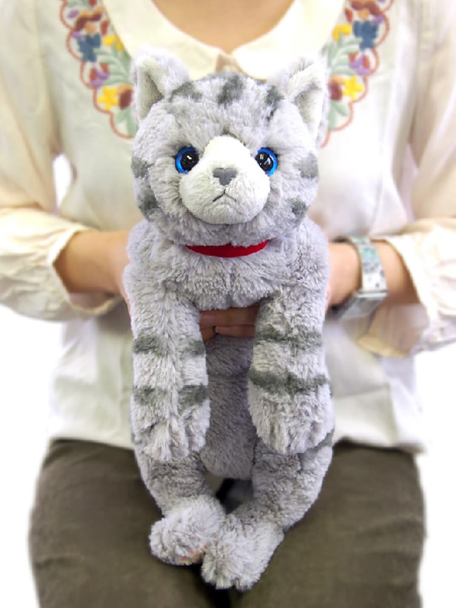 猫ぬいぐるみ グレー もふもふリアル子猫のぬいぐるみ