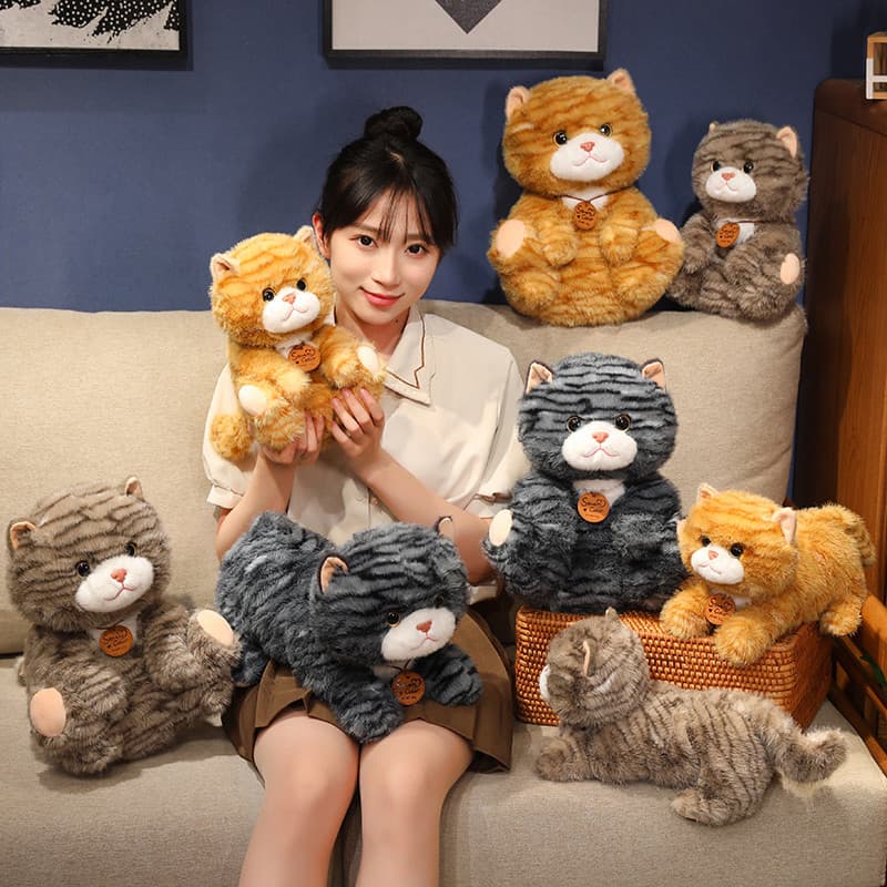 猫ぬいぐるみ グレー もふもふ招き猫ぬいぐるみ