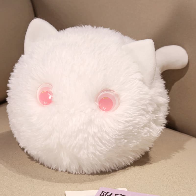 猫ぬいぐるみ 白色 もちもち猫まるまるクッション