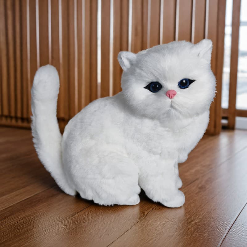 猫ぬいぐるみ 白色 ふわもふ純白の癒し子猫