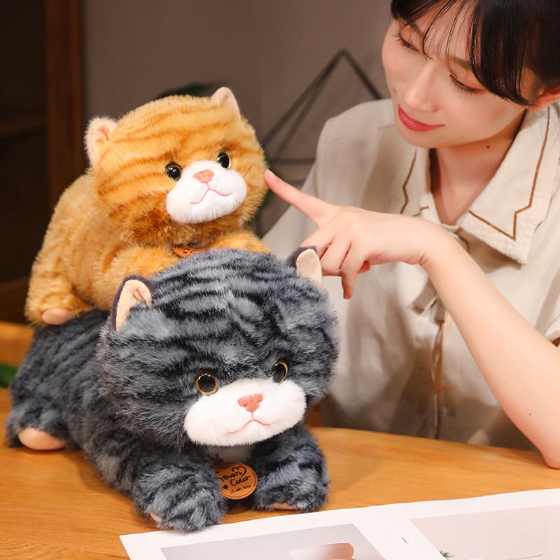 猫ぬいぐるみ グレー もふもふ招き猫ぬいぐるみ