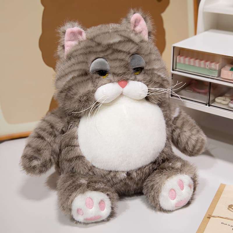 猫ぬいぐるみ 茶色 ふわもこまんまる猫ちゃん