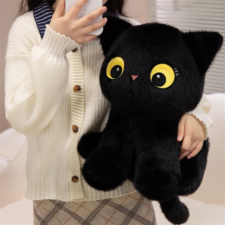 猫ぬいぐるみ 黒猫 まんまる目の黒猫ぬいぐるみ