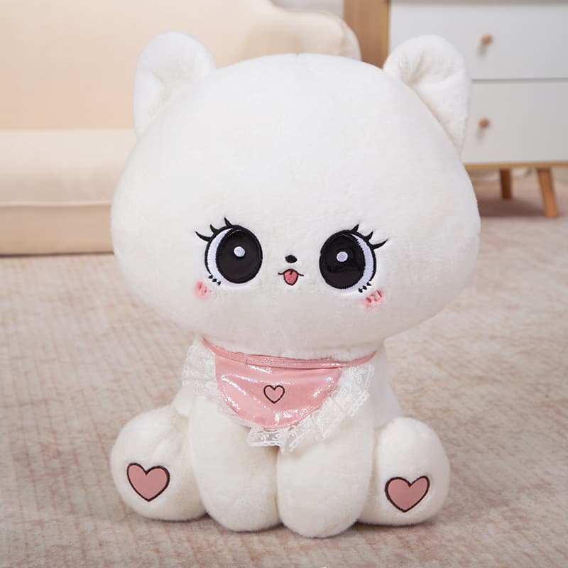 猫ぬいぐるみ 白色 ふわもち夢見るねこちゃん