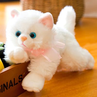 猫ぬいぐるみ 白色 ふわもち抱き猫 癒しの天使
