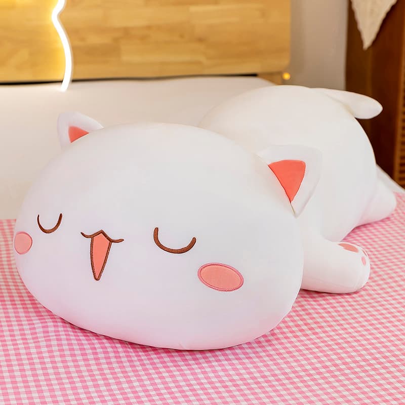 猫ぬいぐるみ 白色 もちもち猫まくら ゆめごこち
