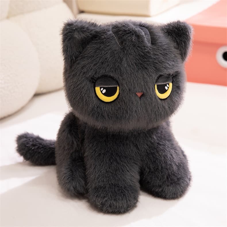 猫ぬいぐるみ まんまる黒猫のふわもち抱き枕