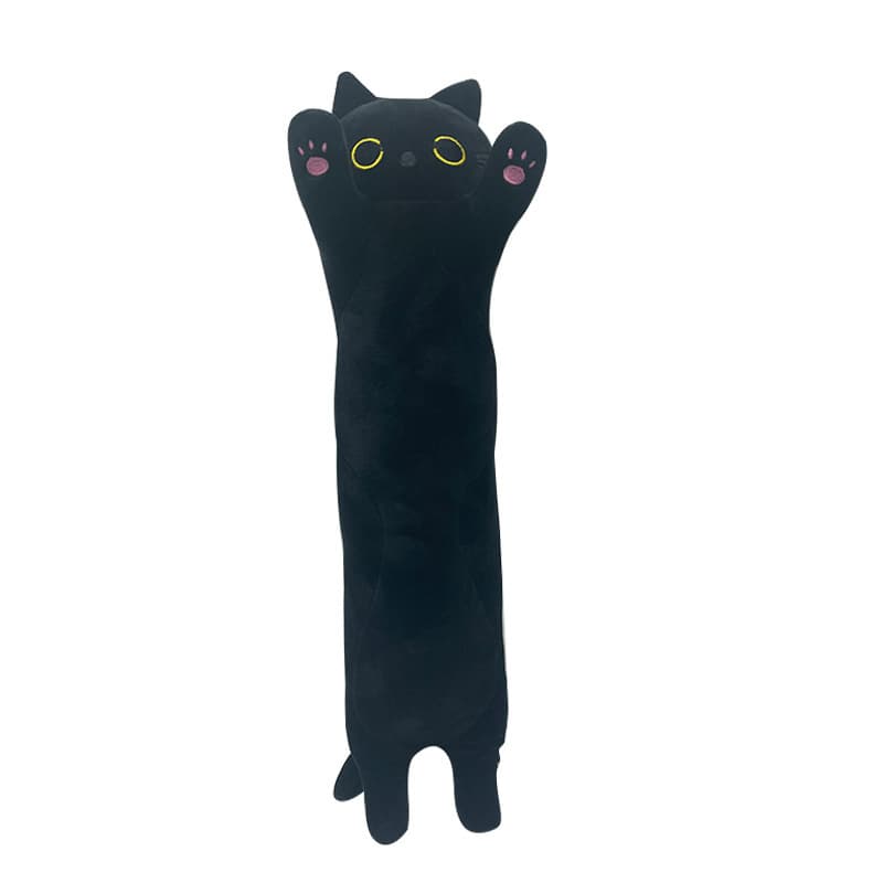 猫ぬいぐるみ 伸び伸びお手振り長尺抱き枕黒猫ぬいぐるみ
