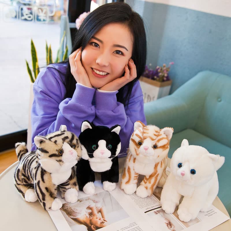 猫ぬいぐるみ グレー もふもふ縞模様ぬいぐるみ