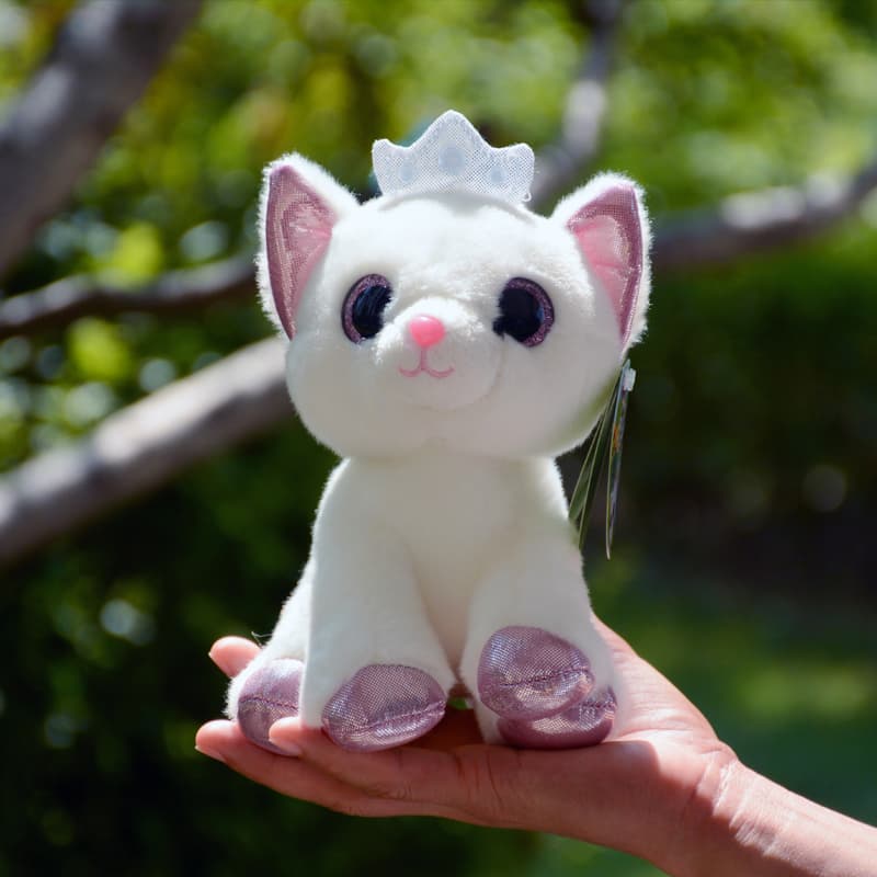 猫ぬいぐるみ 白色 王冠をかぶった白猫ぬいぐるみ